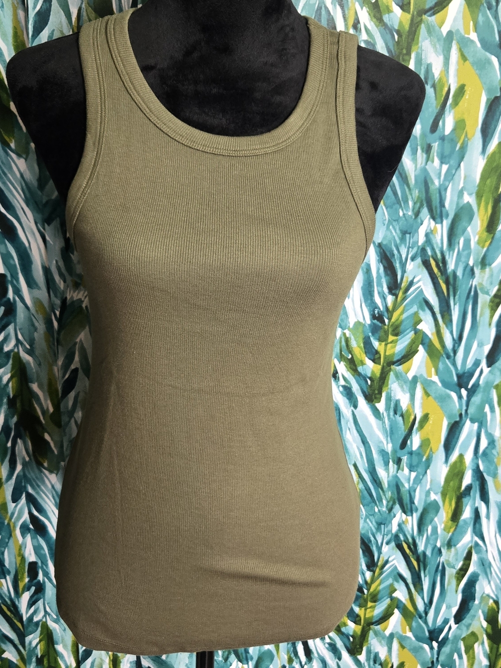 AYR The Flex Olive Green Ribbed Tank Top